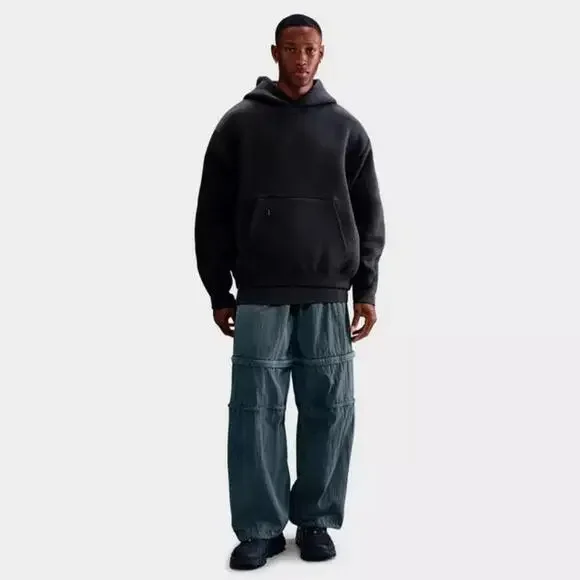 Nike Tech Oversized Fleece Hoodie Mens Gray Kangaroo Pocket Pullover JAX1056